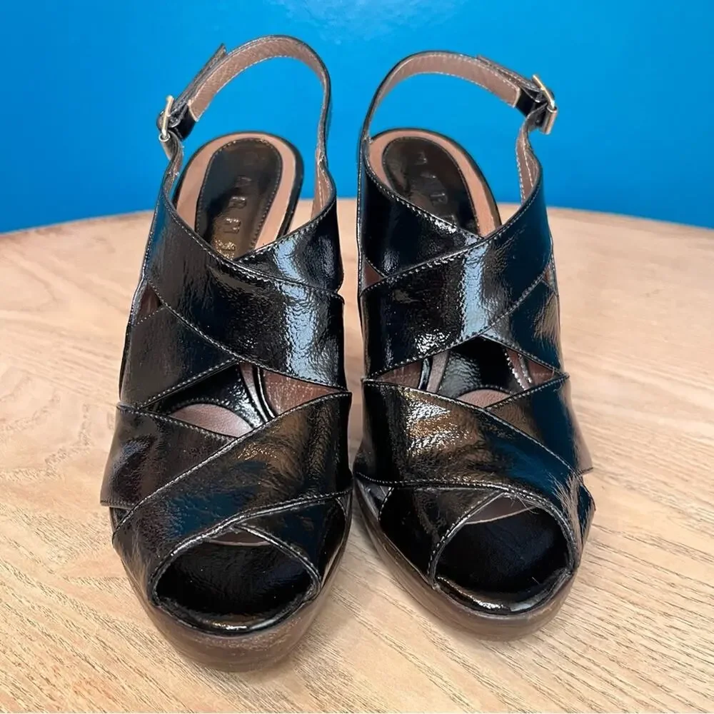 Marni Patent Leather Peep Toe Slingback Platform Heeled Sandals Women’s Size 7